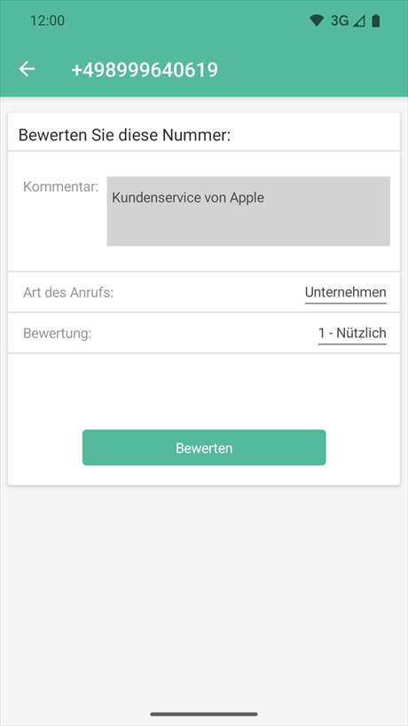 Kommentar zur Telefonnummer hinzufügen