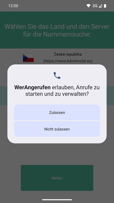 Anfrage nach Steuerung von Telefonanrufen
