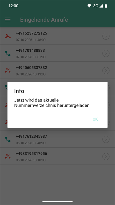 Hinweis auf den Download der Nummern