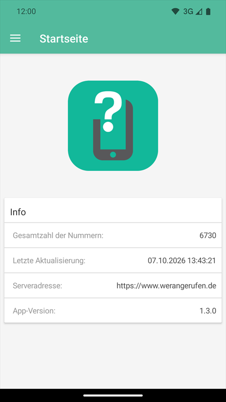 Startseite der App