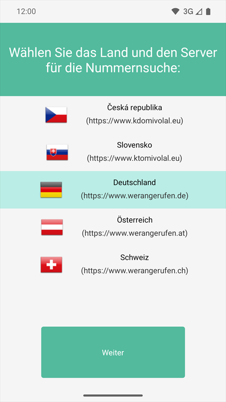 Auswahl des Landes