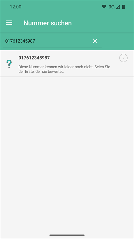 Telefonnummer nicht gefunden