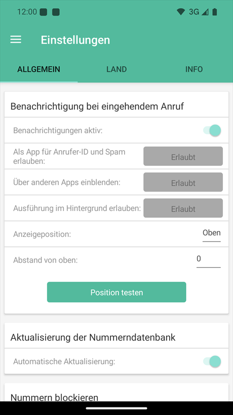 Erteilte Berechtigungen