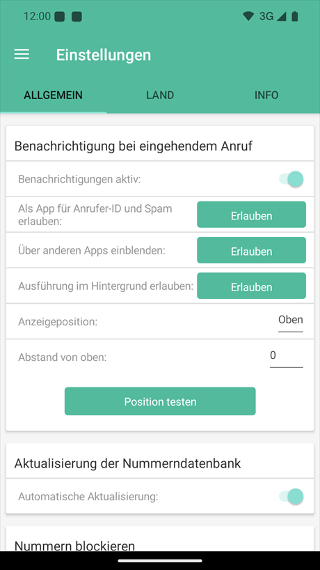 Einstellung der Berechtigungen